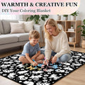 Cat Coloring Blanket for Women Men, DIY Blanket with Markers