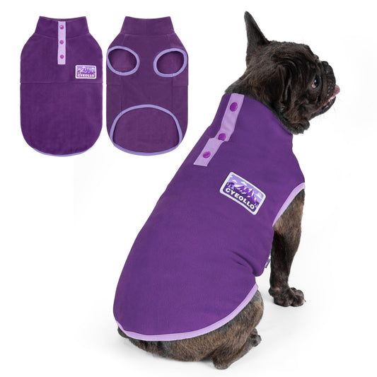 cyeollo Fleece Dog Sweater, Pullover Dog Fleece Jacket Turtleneck Sweatshirt Stretchy Vest Warm Lightweight Winter Clothes for Small Dogs, Purple L