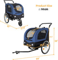KEIKI Dog Bike Trailer with Built-in Leash, 2-in-1 Pet Stroller Cart Bicycle Carrier, Easy Folding Cart Frame with Front Caster & 20" Quick Release Air-Filled Wheels, Supports up to 110 lbs