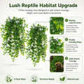 Mechpia Reptile Plants, 2 Pieces Terrarium Snake Hanging Plants Vines Decor Artificial Leaves Tank Accessories for Beard