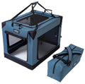 EliteField 4-Door Folding Soft Dog Crate (2-Year Warranty) with Aluminum Frame, Top Curtain, Carrying Bag, and Fleece Bed, Indoor & Outdoor Pet Home (42" L x 31" W x 32" H, Blue Gray)