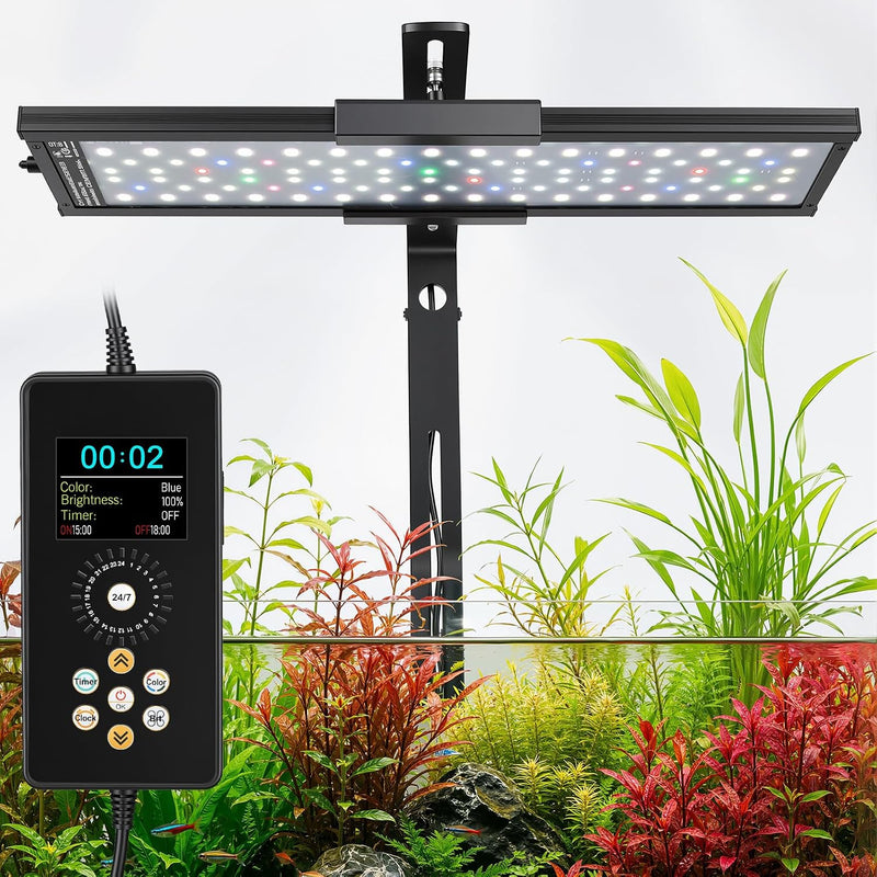 fishkeeper Clip on Aquarium Light for Plants, 6 Row LED Brightness, 18W