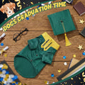 Huhumy 5 Pcs Dog Graduation Costume Set Include 2026 Pet Graduation Gown with Stole Puppy Grad Cap Lensless Glasses DIY Letter Stickers for Dogs Cats Holiday Costume Accessory(Green Yellow,S)