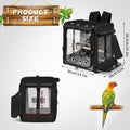 Suertree Bird Carrier with Seat Belt for Car Travel, Bird Backpack Carrier with Indestructible Stainless Steel Mesh, Large Bird Carrier Travel Cage, Black