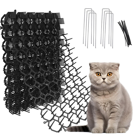 OCEANPAX 8.5 X 6.5 Inch Scat Mat for Cats with 6 Garden Staples & 6 Ties, 12 Pack Cat Deterrent Mat for Garden Fence & Animal Barrier