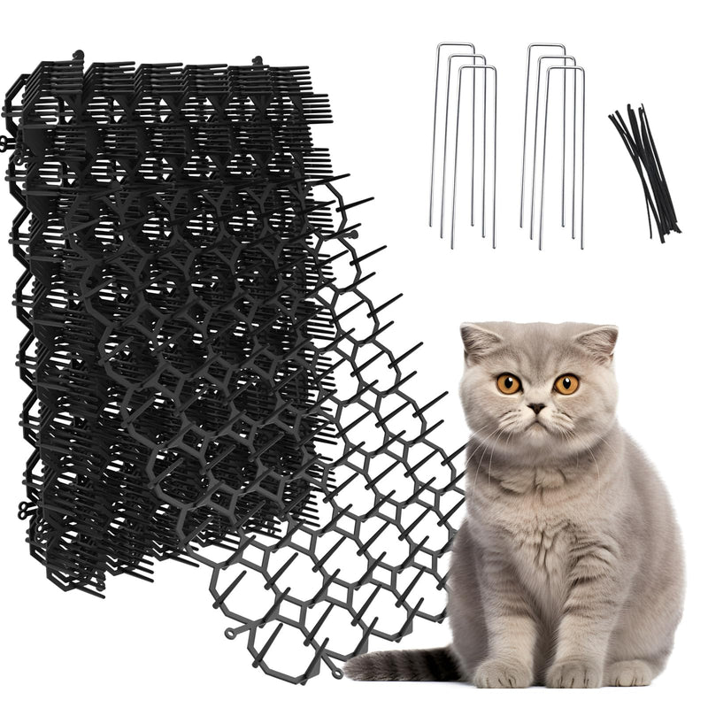 OCEANPAX 8.5 X 6.5 Inch Scat Mat for Cats with 6 Garden Staples & 6 Ties, 12 Pack Cat Deterrent Mat for Garden Fence & Animal Barrier