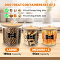 HOYTAMDAR 3 Pack Airtight Dog Food Storage Container, Dog Treat Container Dog Food Containers with Bamboo Lids 8x7''&6x5'',Pet Food Storage Container,Cat Food Container with Scoops,Clamp,Labels,Pen