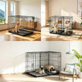 2 Pack Dog Crate Divider Panel with Ties, Adjustable Metal Kennel Divider 17.7" H x 13.7"-27" Width, Black Wire Grid Fit