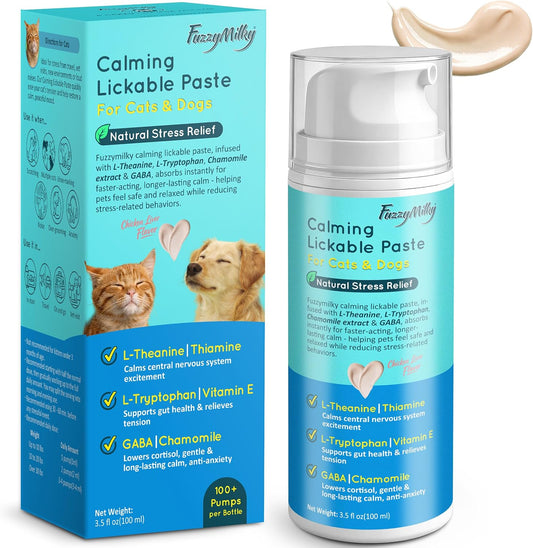 Lickable Calming Treats for Cats Dogs, Daily Calming Routine Anxiety Relief