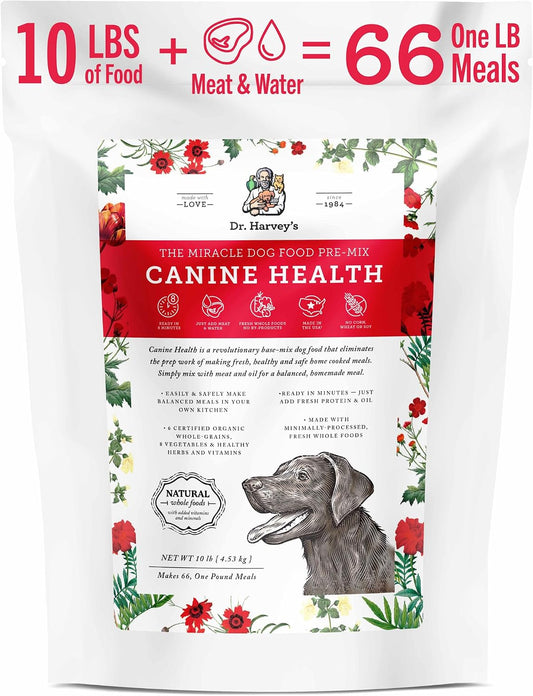 Dr. Harvey's Canine Health Miracle Dog Food, Human Grade Dehydrated Base Mix for Dogs with 9 Vegetables and 6 Organic Whole Grains (10 Pounds)