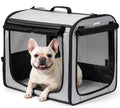 Dog Car Carrier Light Weight 24×17.7×20.5in, Dog Carrier Easy to Assemble, Dog Car Crate Portable and Breathable, Foldable Pet Carrier for Indoor and Outdoor, Dog Travel Crate with Curtain Gray