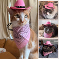 Pet Cowboy Costume, Dog Cowboy Hat with Bandana Scarf, Adjustable Cat Cowboy Hat for Party Cosplay Christmas, Halloween 