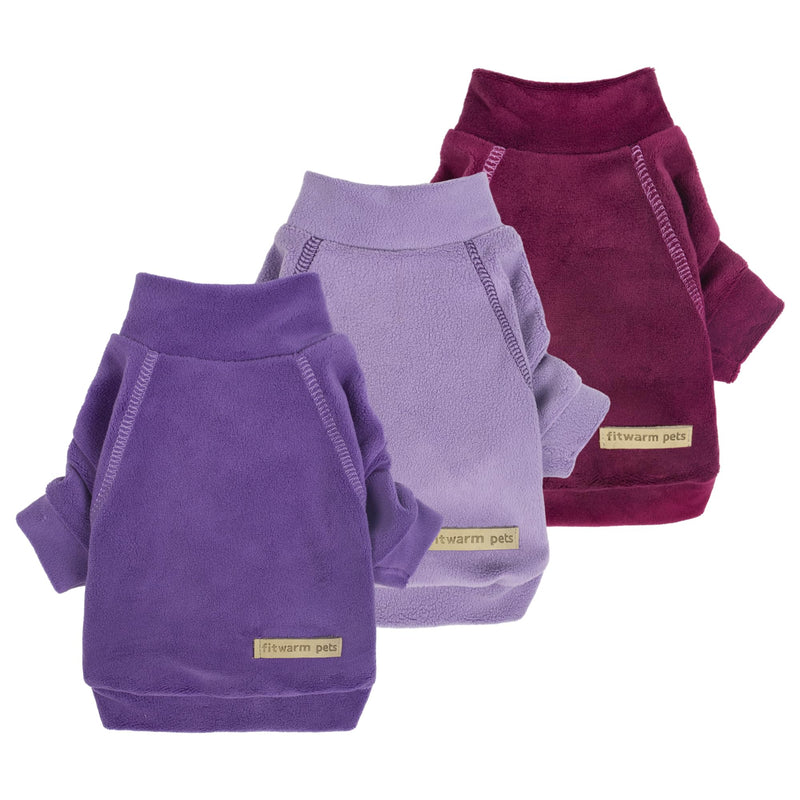 Fitwarm 3 Pack Classic Fleece Dog Sweater, Turtleneck Dog Sweatshirt, Dog Winter Clothes for Small Dogs Boy Girl, Pet Pullover Jumper, Cat Apparel, Purple, MediumPurple, Dark Red, Small