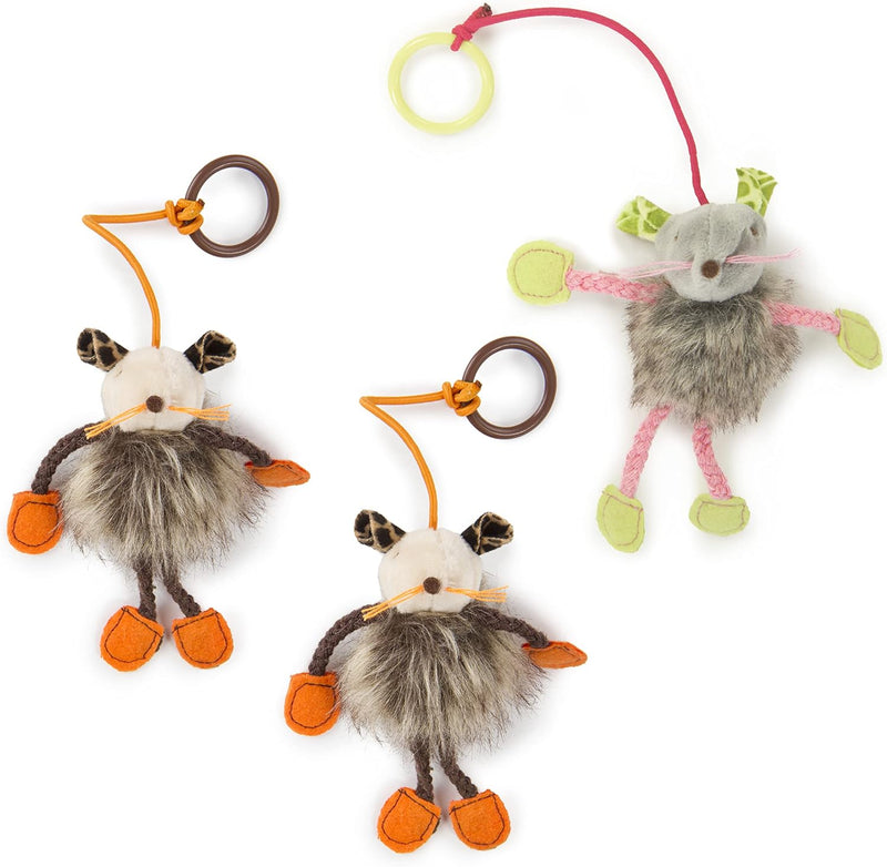 SmartyKat (3 Count) Bouncy Mouse Bungee Dangler Plush Cat Toys - Multi Color, 3 Count