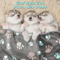 Tegeme 12 Pcs Pet Blankets 23 x 16 Inch Soft Fluffy Fleece Dog Cat Warm Paw Print Pattern Blankets Flannel Throw for Pets Dog Puppy Cat(Gray)