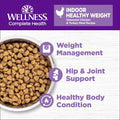Wellness Complete Health Healthy Weight Adult Dry Cat Food for Indoor Cats, Natural, Grain Free Kibble, Chicken & Turkey Recipe, 5.5 lb Bag