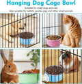 kathson Crate Dog Bowl, Removable Stainless Steel Hanging Pet Kennel Cage Bowl Food & Water Feeder Coop Cup for Puppy, Cat, Rabbit, Guinea Pigs Ferret Bird (2 P