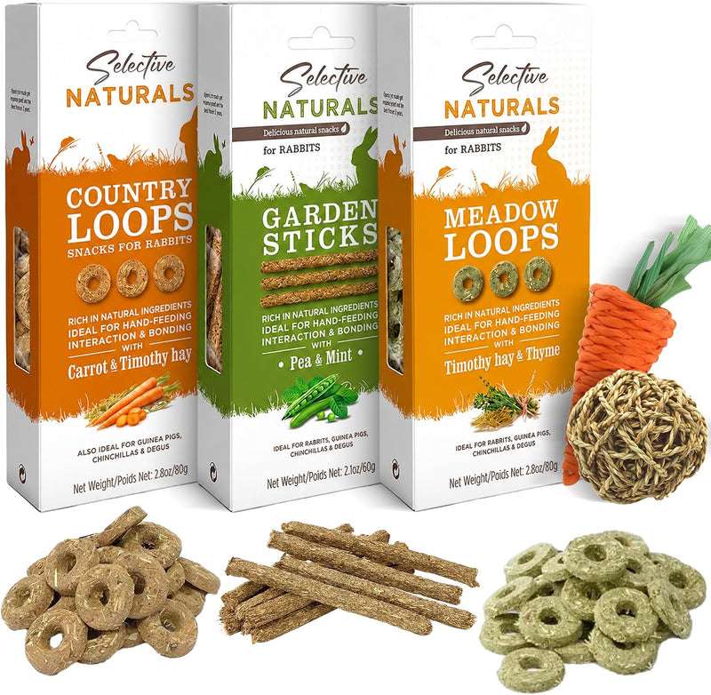 Supreme Naturals Rabbit Treats, Meadow Loops for Rabbits, Country Loops & Garden Sticks with Bunny Chew Toys (Grass Ball