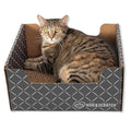 Hide & Scratch Cardboard Cat Scratcher Box & Bed - Dark Grey Diamond | Double-Sided Corrugated Pad for Indoor Cats | Refillable Scratching Board Toy for Play & Furniture Protection