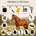 Horse Grooming Kit For Care Bathing & Shedding Brushes & Curry Combs with Organizer Bucket & Silicone Grooming Gloves Al