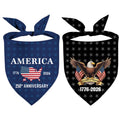 250th Anniversary American Dog Bandanas 2 Pack, 250 Years Reversible Triangle Patriotic Pet Scarf for Boy and Girl, Neckerchief Bulk for Independence Day, Adjustable Fits