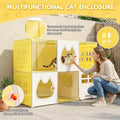 2 Tier DIY Indoor Cat Cage with Built-in Litter Box & Clear Window