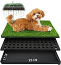 Dog Grass Pad with Tray, 23''X17'' Small Artificial Turf Grass Potty, Reusable Puppy Pee Pads for Dogs, Portable Dog Lit