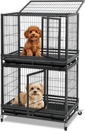 Homey Pet 31" Stackable Dog Crates, Two Tier Heavy Duty Dog Cage Kennel