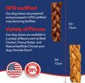 Pet Factory 100% USA Made Natural Beefhide Dog Chew Sticks - 6in Braided Dog Rawhide Bones with Beef & Chicken Flavors f