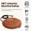 Round Cat Heating Pad, Heated Cat Bed, Safety Listed, Constant Warmth,Brown