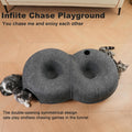 LovIntry 8-Shaped Large Cat Tunnel Bed for Indoor Cats, Infinite Circulation Peekaboo Cat Cave with 12 Toy Balls, Cat Donut Tunnel for Cats up to 30 Pounds (Dark Grey, L 38x24x11in)