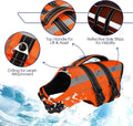 FUAMEY Small Dog Life Jacket with Lift Handle, Lightweight & Buoyancy for Puppy Doggy, Adjustable Dog Swim Vest with Reflective Strips, Orange, XS