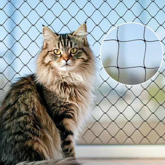 AnExer Cat Balcony Rail Net, 10 x 26 ft Cat Anti-Fall Netting Pet Balcony Mesh Fence Net Dog Fence Nets Black Nylon Pets Anti-Fall Mesh Fence