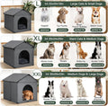 Large Cat & Small Dog House Soft Indoor (Int 22x20x18in/Ext 24x22x24in) for Ragdolls, Small French Bulldog, Welsh Corgi, Mini Schnauzer, Small Pet House with Soft Cushion, Oxford Fabric, Gray