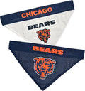 NFL DOG BANDANA - CHICAGO BEARS REVERSIBLE PET BANDANA. 2 Sided Sports Bandana with a PREMIUM Embroidery TEAM LOGO, Larg