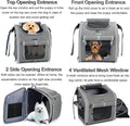 BABEYER Dog Bike Basket, Expandable Soft-Sided Pet Carrier Backpack with 4 Open Doors, 4 Mesh Windows for Small Dog Cat Puppies - Grey