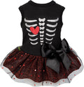 Fitwarm Halloween Skeleton Dog Dress, Funny Dog Halloween Costumes, Doggy Clothes for Small Dogs Girl, Pet Apparel, Blac