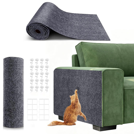 78.7"X15.8" Self-Adhesive Cat Scratching Mat - Durable Couch Protector from Cat Claws, DIY Furniture Protector from Cats Scratching, Sticky cat Scratch Wall mat- No Residue, Safe for Cats (Dark Grey)