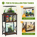 Snughome 10 Gallon Aquarium Stand, 3-Tier Storage Fish Tank Stand 220 lb Top, Fits 5/10 Gallon , Waterproof / Small Spac