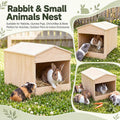 2 Pcs Wooden Rabbit Nesting Box 16 x 11 x 11in Hideout for Hutches and Pens