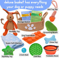 Deluxe New Puppy & Dog Gift Basket for Puppies, Adopted Dogs & Small Family Dogs - Dog Lick Mat, Chew Toys, Squeaky Toys