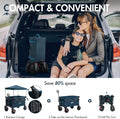 Portal 350L Collapsible Wagon Cart with Removable Canopy, 270LB Cart Blue