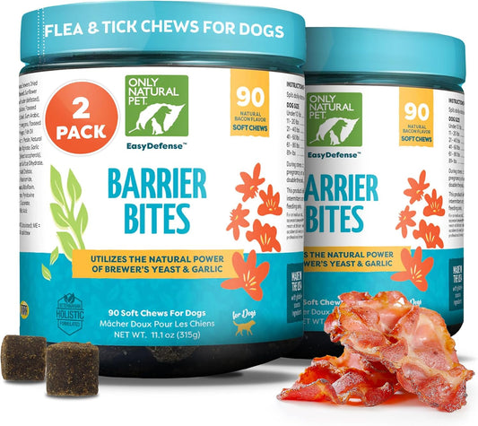 Only Natural Pet EasyDefense Barrier Bites Flea Tick Chews for Dogs, 2 Pack