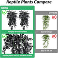Hamiledyi Reptile Plants, 2 Pack Hanging Terrarium Plants, Artificial Leaves Habitat Decorations with Suction Cup, Fake 