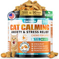 Cat Calming Treats, 500 Crunchy & Creamy Calming Cat Treats with Melatonin, Chamomile for Cats Stress and Anxiety Relief - Travel, Boarding, Vet Visits, Separation Anxiety, Chicken and Krill Flavored