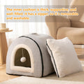 OMIVIER Cat Bed for Indoor Cats，Foldable cat cave，Anti-Slip & Water-Resistant Bottom，cat Houses for Indoor Cats or Small Dogs, Kitten Tent, Rabbit Bed，2 in 1 pet Bed (Grey)