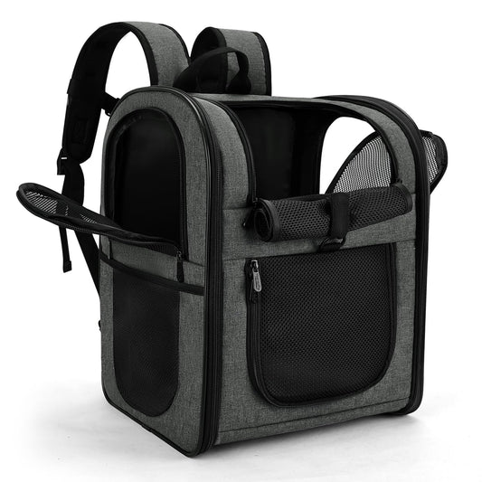 Apollo Walker Pet Carrier Backpack for 4-18lb Cats and Dogs, Puppies, Safety Features and Cushion Back Support | for Travel, Hiking, Outdoor Use (Gray)