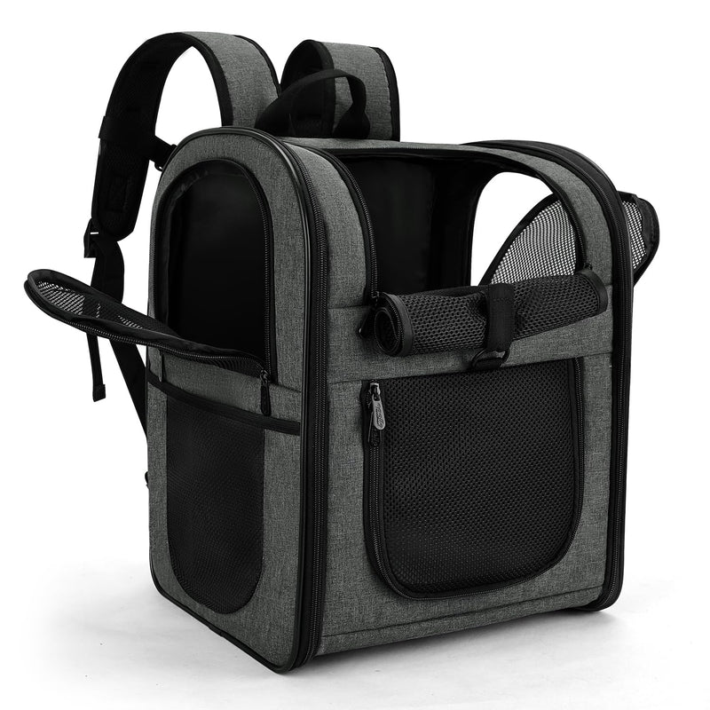 Apollo Walker Pet Carrier Backpack for 4-18lb Cats and Dogs, Puppies, Safety Features and Cushion Back Support | for Travel, Hiking, Outdoor Use (Gray)
