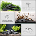 6.1-8.1 Inches Natural Slate Rock, 6 PCS Large Flat Aquarium Stones for Aquascaping, Terrariums, Reptile Tanks & Aquariu