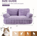 Yaning Cat Couch Bed, Cute Soft Pet Sofa for Indoor Cats Kittens Puppies with Removable Washable Cover, 26"x15", Dusty Purple